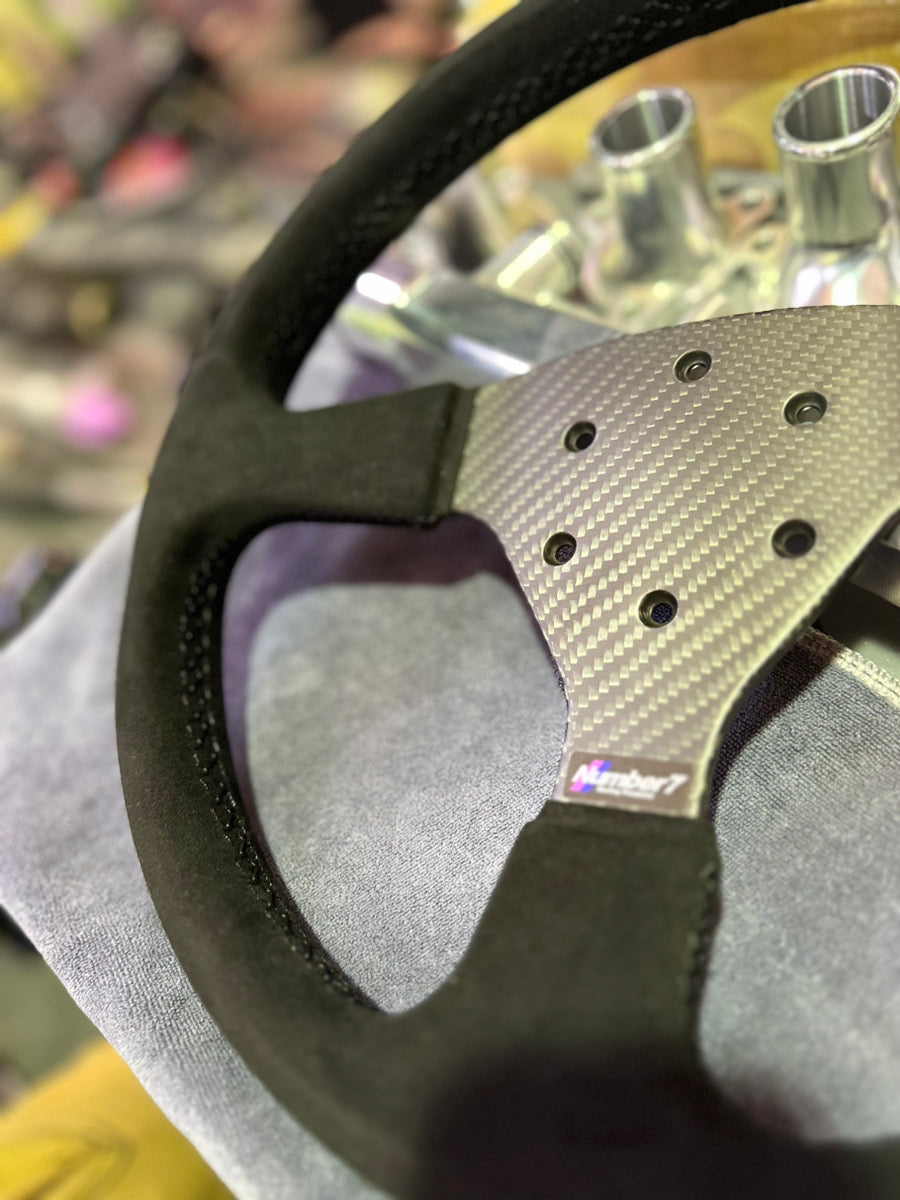 【予約】ドライカーボンステアリング ホーンボタンなし レーシングタイプ 綾織 【Reservation】Dry Carbon Steer Ring Without horn button Racing type Twill Weave