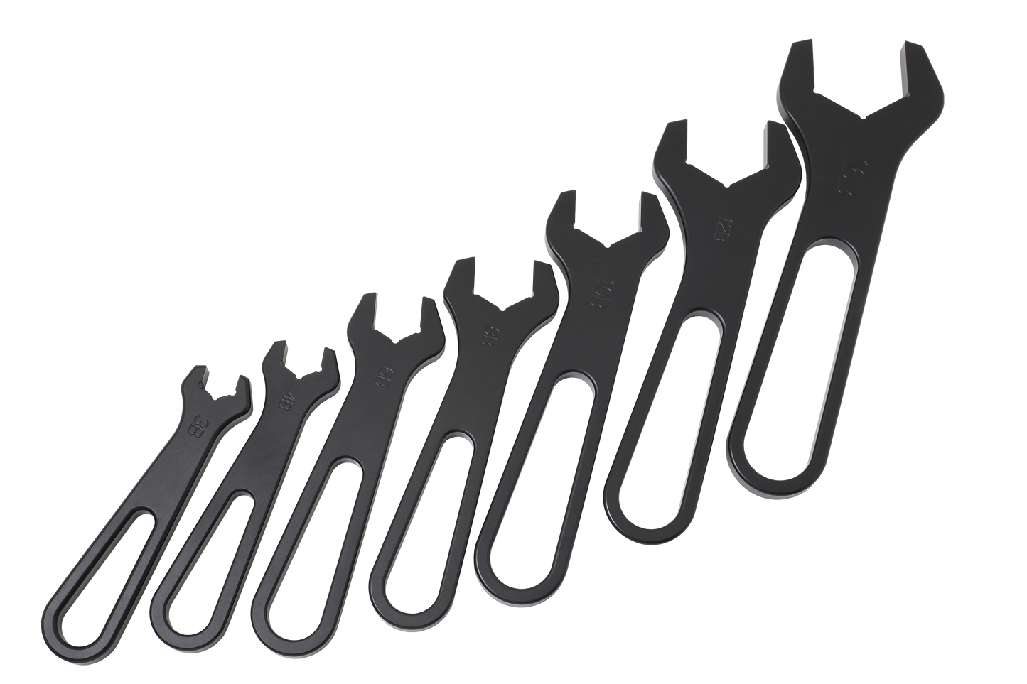 Set of 7 AN aluminum hose end wrenches with Number7 logo